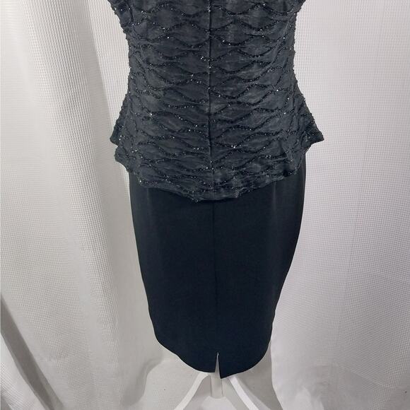CONNECTED APPAREL! LUXE BLACK TWINKLING DETAIL STRETCH KNIT MIDI DRESS! SZ 10 - Picture 8 of 10
